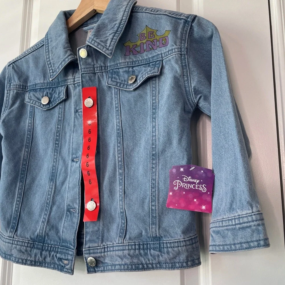 Disney Princess Light Blue Be Kind Button Up Denim Jacket Girl's Sz 6 NWT - Picture 3 of 6